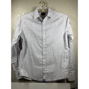 UNTUCKit White Long Sleeve Checkered Button Up Shirt Mens Slim Fit Size Medium